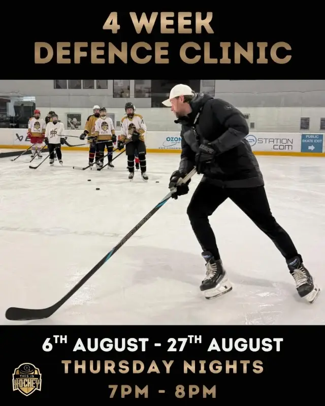 STARTS THIS WEEK - 4 WEEK DEFENCE CLINIC 🛡️🛡️🛡️🛡️

These sessions focus on the core skills that define a defenceman’s role on the ice. Whether you’re a seasoned blueliner or still getting to grips with defensive strategy, our structured sessions are designed to elevate your game and sharpen your impact 📈
 
🔢 U12 - U16's ONLY (birth years 2011 - 2014)
📅 Thursdays: 6th August, 13th August, 20th August & 27th August.
🕰️ 7pm-8pm
💷 £154

 👉 book here: https://ozonehockey.co.uk/junior-hockey-training/

Where The Motivated Train 🔥

📌 Ozone Ice Rink, Bracknell
📞 01344 453005
🌐 ozonehockey.co.uk