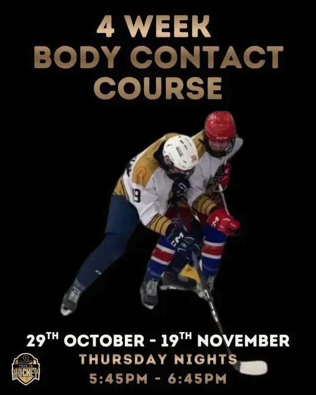 🚨Our next Body Contact course is back late October – Build Confidence in Physical Play 💪

This course is designed to help players master the art of safe, effective contact on the ice. From giving and receiving hits to navigating high-pressure zones, players will gain the skills and confidence to thrive in physical situations — along the boards, in front of the net, and in open ice.

Key focus areas include:

✅ Proper angling and positioning
✅ Stick checks and body checks
✅ Timing, technique, and safety
✅ For all junior ages 

📅 Thursday Nights October 29th, November 5th, 12th & 19th
⏲️ 5.45pm - 6.45pm 
💷 £154

For full details & to book 👉 https://ozonehockey.co.uk/junior-hockey-training/

📍 Ozone Rink - Bracknell 
☎️ 01344 453005 
🌐 ozonehockey.co.uk

#ozonehockey #ozonethisishockey #juniorhockey #bodycontact