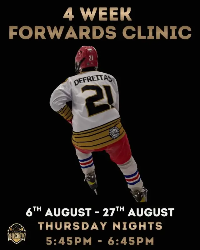 STARTS THIS WEEK - FORWARDS CLINIC ➡️➡️➡️➡️

These sessions focus on key elements that define a forwards role on the ice. Whether you're a seasoned sniper or just getting your bearings in the offensive zone, our structured sessions will elevate your game to new heights 📈
 
🔢 U12 - U16's ONLY (birth years 2011 - 2014)
📅 Thursdays: 6th August, 13th August, 20th August & 27th August.
🕰️ 5.45pm-6.45pm
💷 £154

 👉 book here: https://ozonehockey.co.uk/junior-hockey-training/

Where The Motivated Train 🔥

📌 Ozone Ice Rink, Bracknell
📞 01344 453005
🌐 ozonehockey.co.uk
